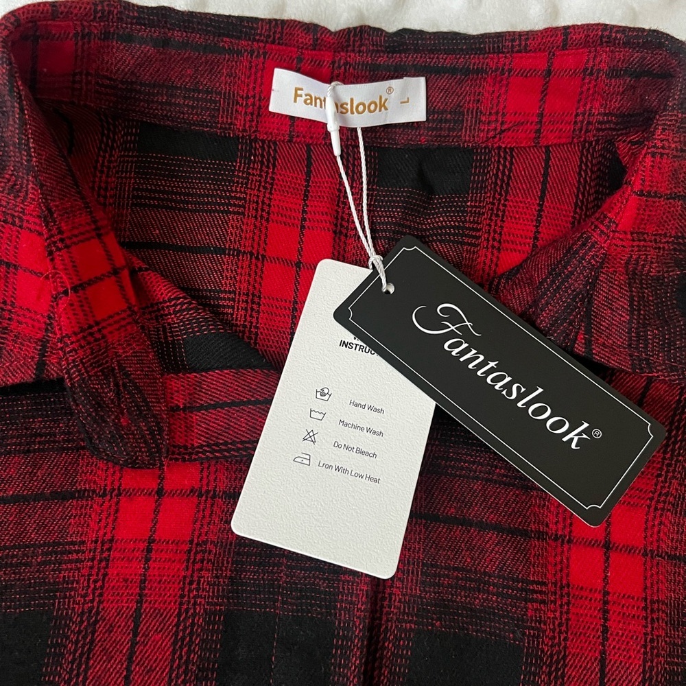 Red and Black Plaid Womens Shirt - Picture 2 of 2